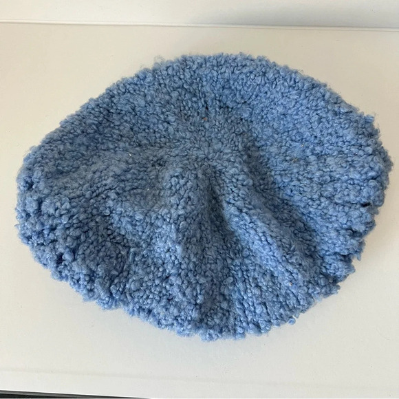 Vintage Periwinkle Blue Soft Cozy Hand Knit Crochet Slouch Beanie - Picture 4 of 8